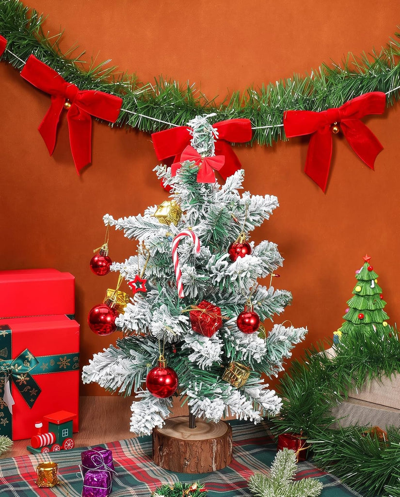 49 FT Christmas Pine Garland, 6.5 FT Velvet Red Bow Garland