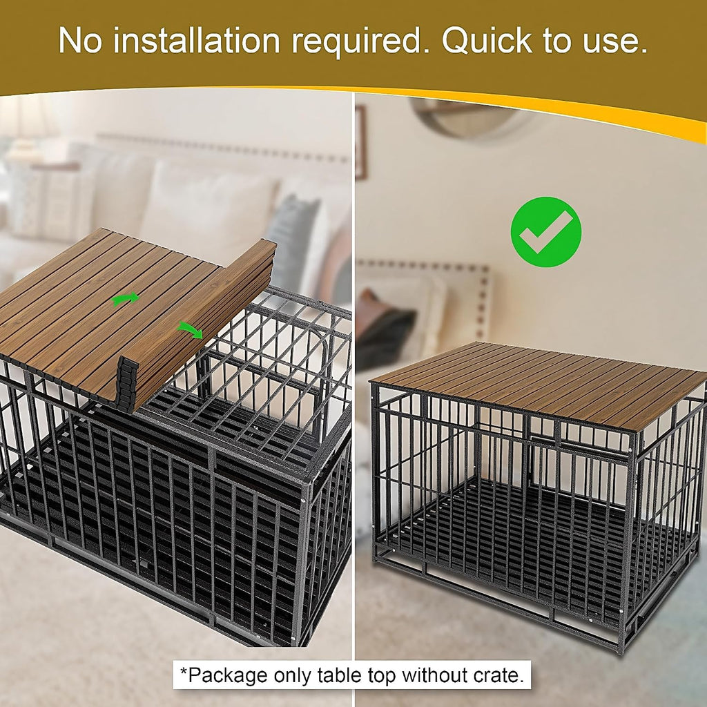 Dog Crate Topper Metal with Magnets for Crate - Foldable Dog Kennel Topper Decorative Storage Pet Crate Table
