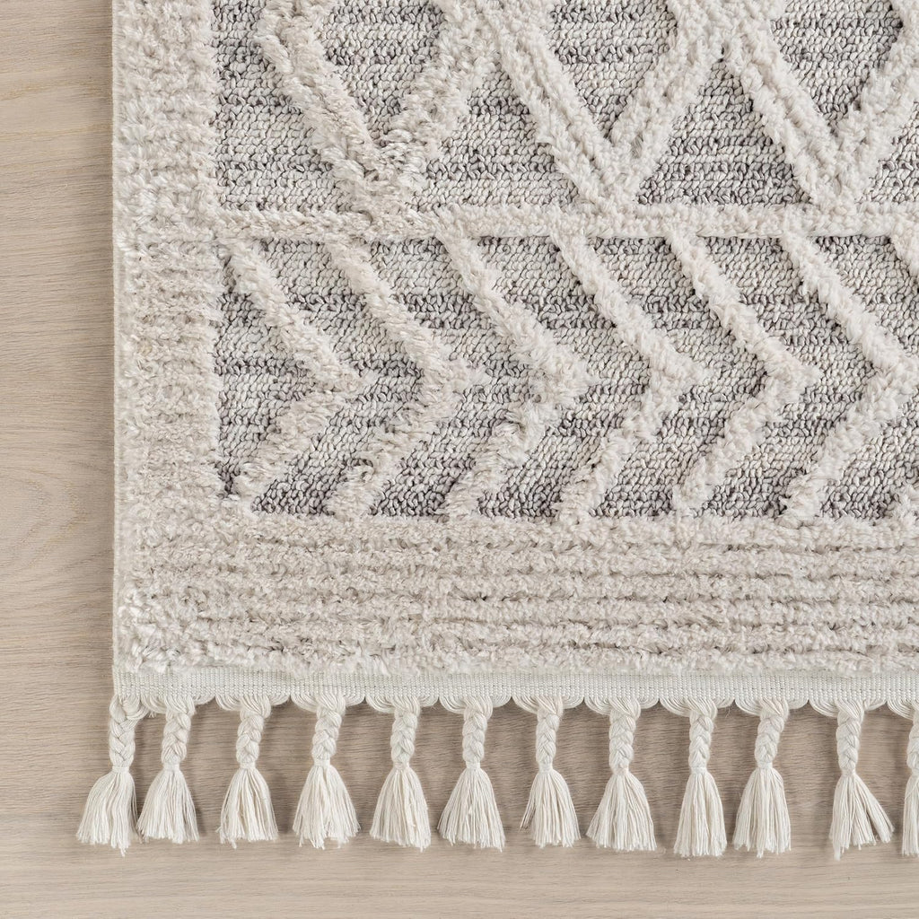 Ansley Light Grey Trellis Power Loomed Area Rug, Oval