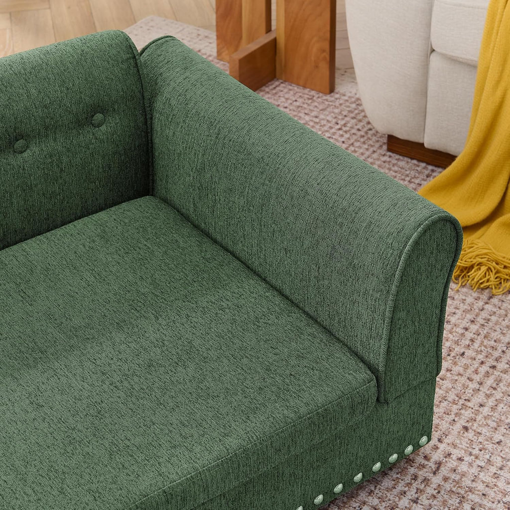 Oversized Pet Sofa, Elegant Modern Linen Fabric Elevated Dog Sofa Bed, Comfortable Rectangular Pet Bed with Backrest
