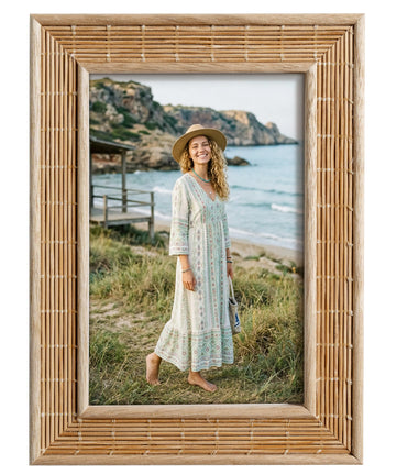 4x6 Bamboo Picture Frame Boho Rattan Wicker 4 x 6 Photo Frame