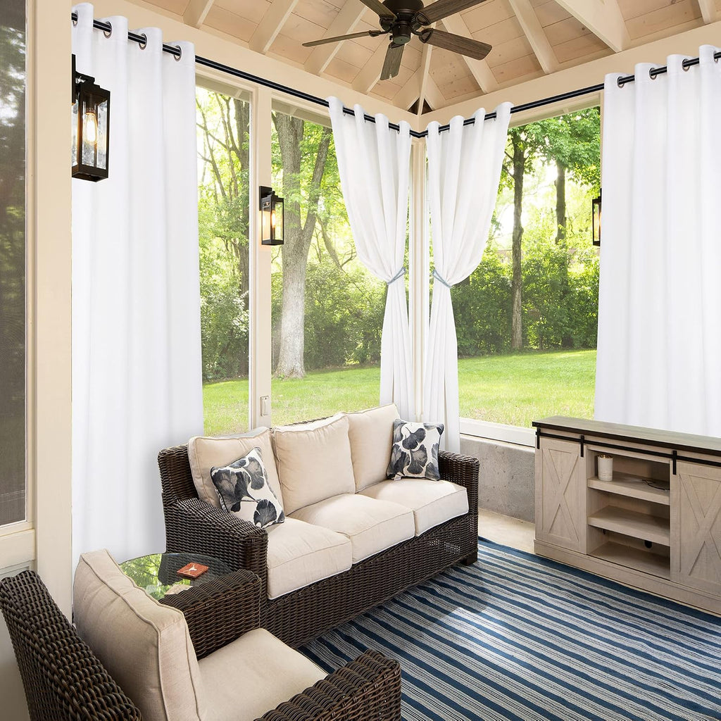Outdoor Curtains Waterproof Light Blocking Privacy | Weather Resistant Grommet Outside Curtains for