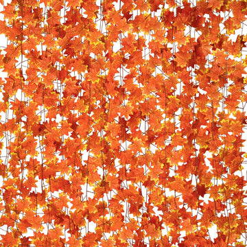 24 Pack Fall Leaf Garland, Total 168Ft Artificial Fall Maple Leaves Autumn Vines Garland Thanksgiving Decor Fireplace