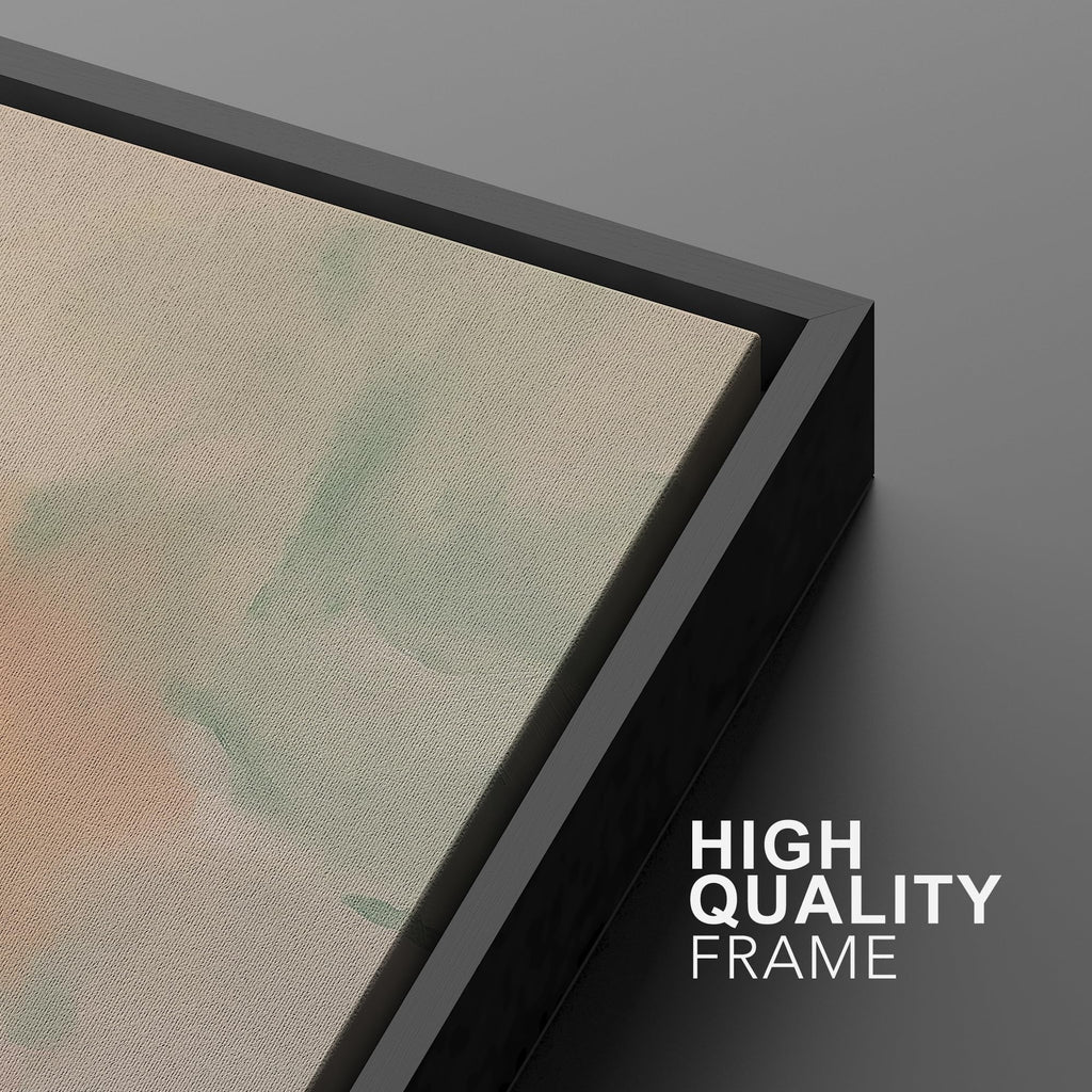 Framed Canvas Print Wall Art Orange Pink Paint Stroke Landscape Abstract Shapes Illustrations Minimalism Decorative