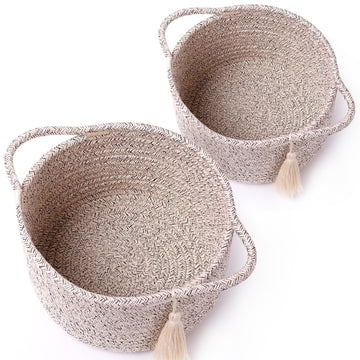 Small Gift Basket Empty to Fill, 2 Pack, Mini Woven Basket, Natural Beige