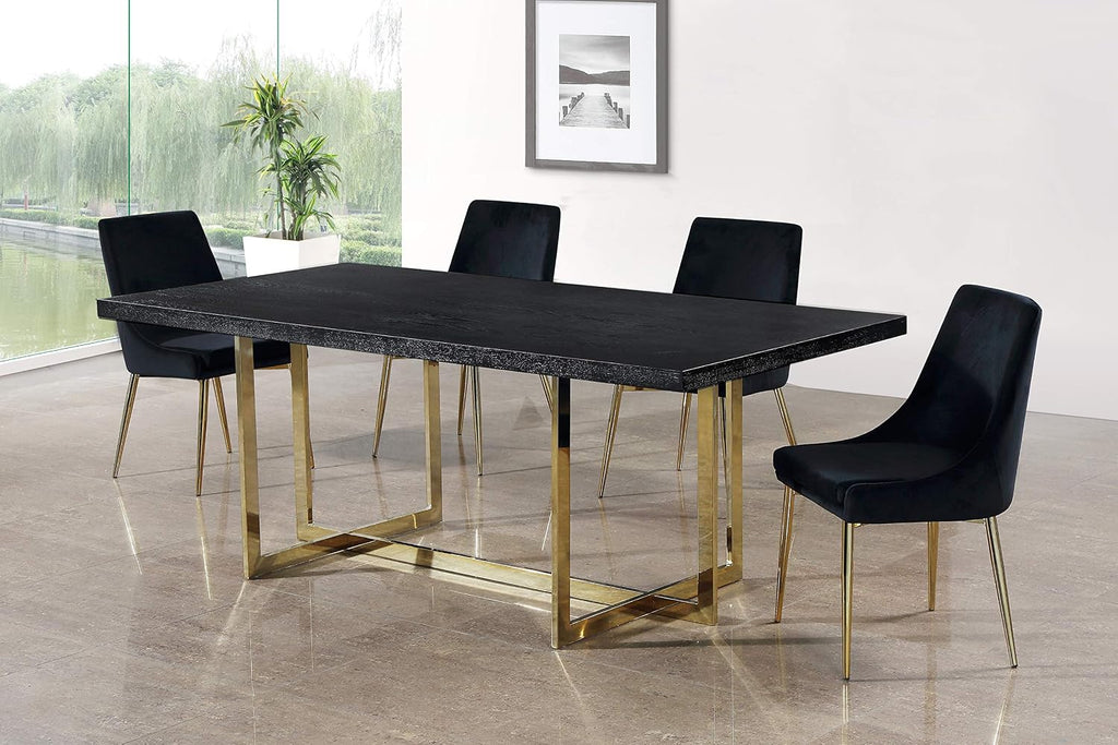 Modern, Contemporary Velvet Upholstered Dining Chair with Sturdy Metal Legs, Set of 2, 19.5" W x