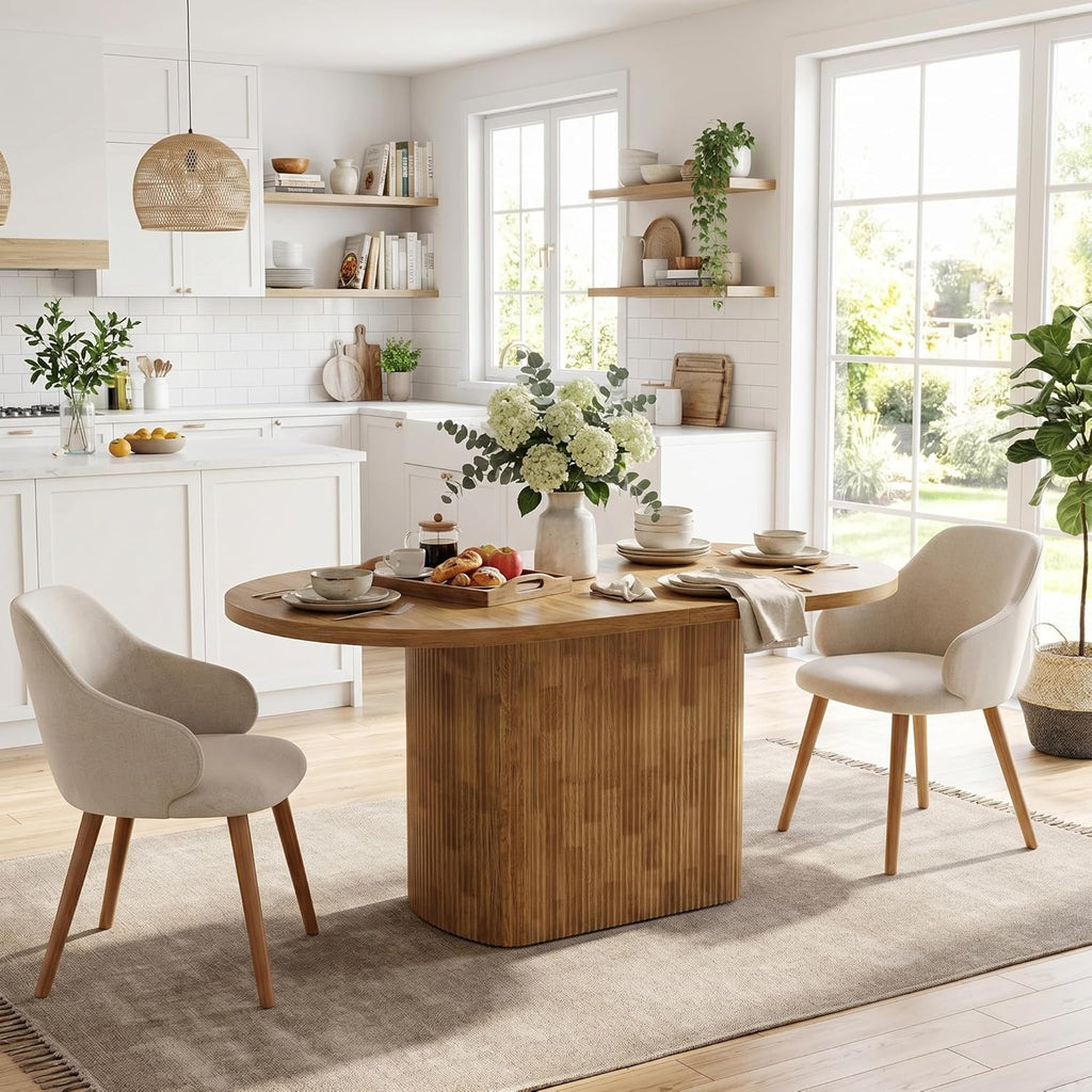 47.24" Oval Dining Table for 4, Small Kitchen Table with Pedestal Base, Space Saving Farmhouse Wood Dinner Table for