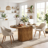 47.24" Oval Dining Table for 4, Small Kitchen Table with Pedestal Base, Space Saving Farmhouse Wood Dinner Table for