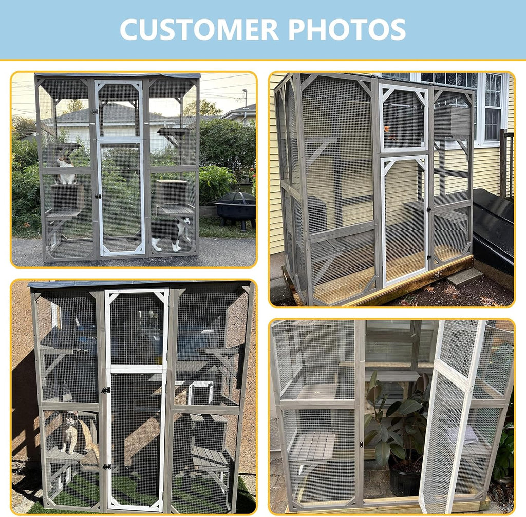 Catio Outdoor Cat Enclosure with Window Access & Weatherproof Roof
