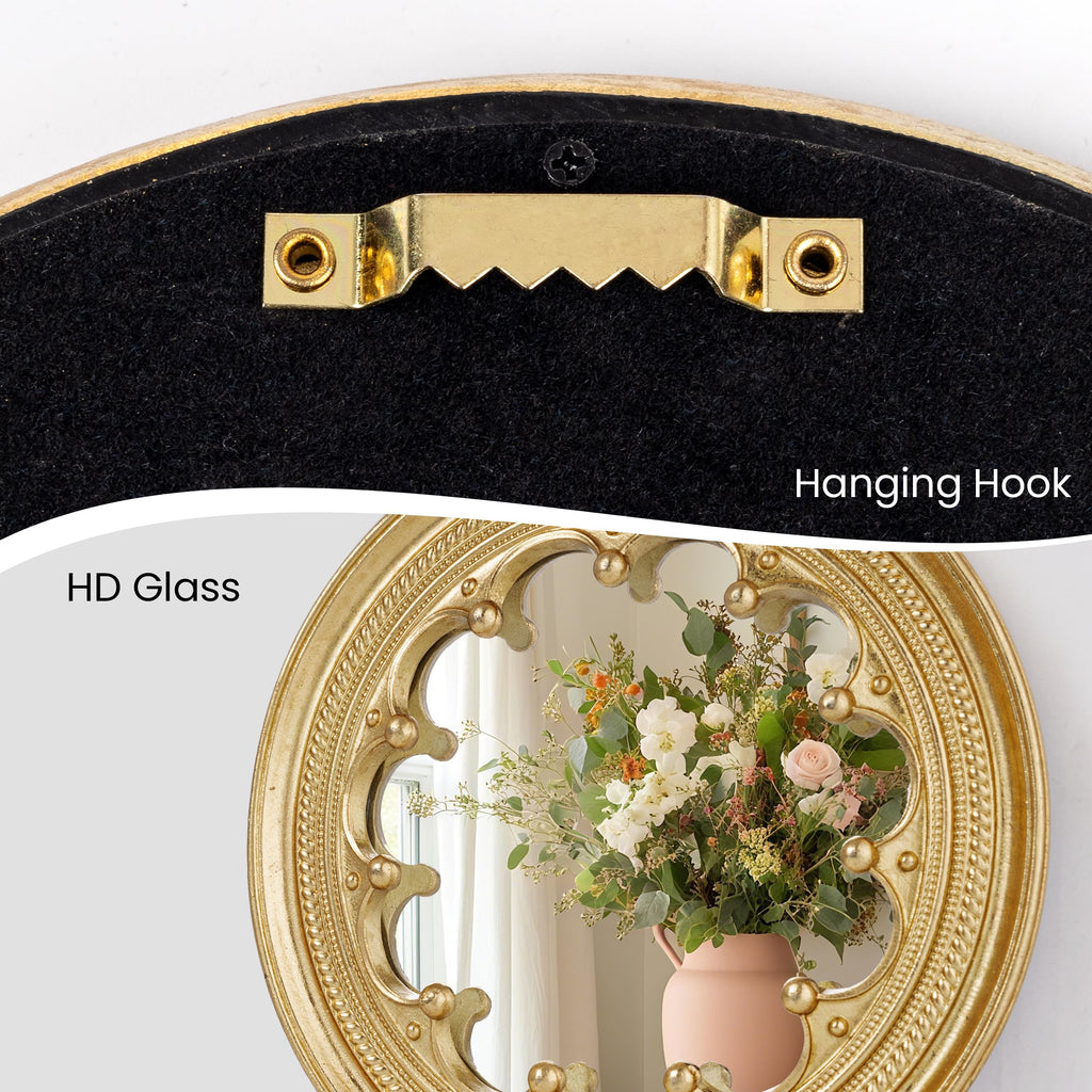 3 Pack Small Antique Gold Mirror Wall Decor, Wall Hanging Mirror Decor, Luxury Home Decor, Vintage Wall Mirror Set of