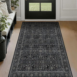 Vintage Dark 3x5 Entryway Rug Indoor Foyer, Earth Tone Farmhouse Throw Rug for Kitchen Bathroom, Mac