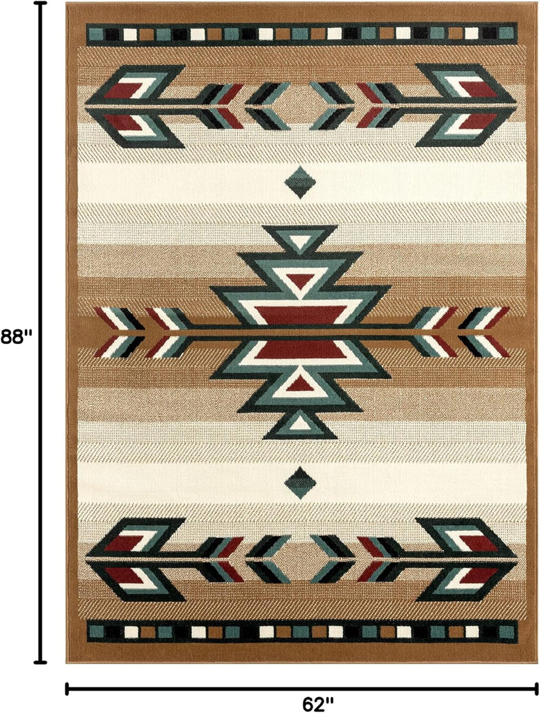 Dynamix Premium Sagrada Southwestern Geometric Area Rug Beige/Green, 5'2"x7'4"