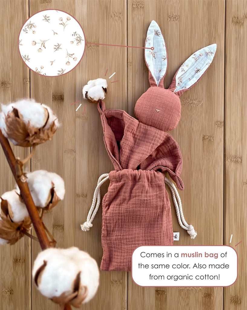 Organic Cotton Newborn Gifts Box, Baby Gifts Unisex incl. Muslin Baby Lovey Comforter (2Pcs) + Baby Bandana Bib Drool