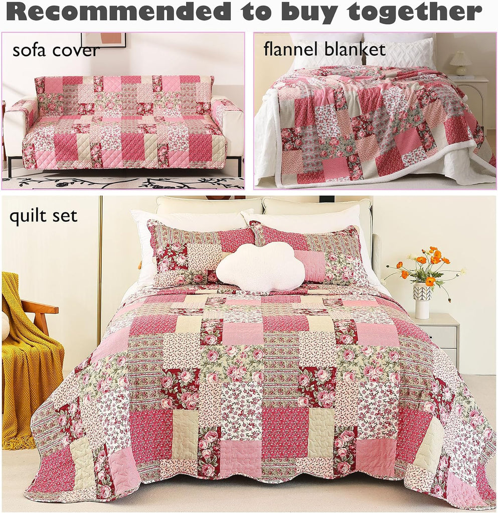 Skidproof Sofa Cover-Patchwork Sofa Slipcover with Elastic Straps-Easy Fit Slip Cover-Washable Furniture Protector