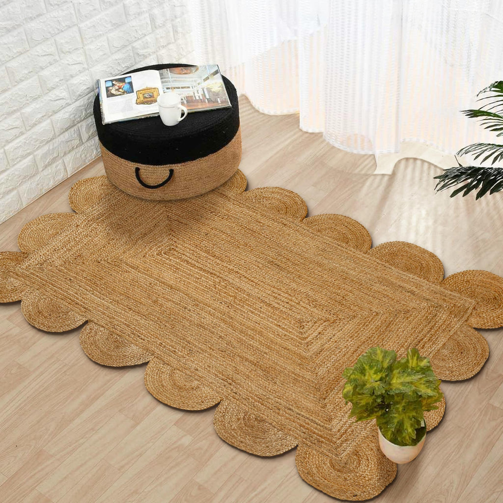 Hand Woven Jute Area Rug - Boho Jute Rug