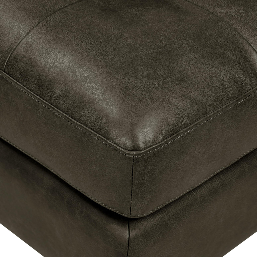 Napa Ottoman - Full-Grain Leather Upholstered Ottoman with Feather-Down Topper - Couch - Vintage Italian Leather in