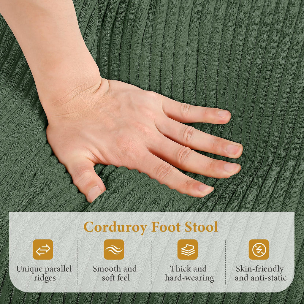 Large Ottoman for Modular Sofa, 29.5" Corduroy Pouf Ottoman with Spring Cushion, Rectangle Foot Rest for Couch