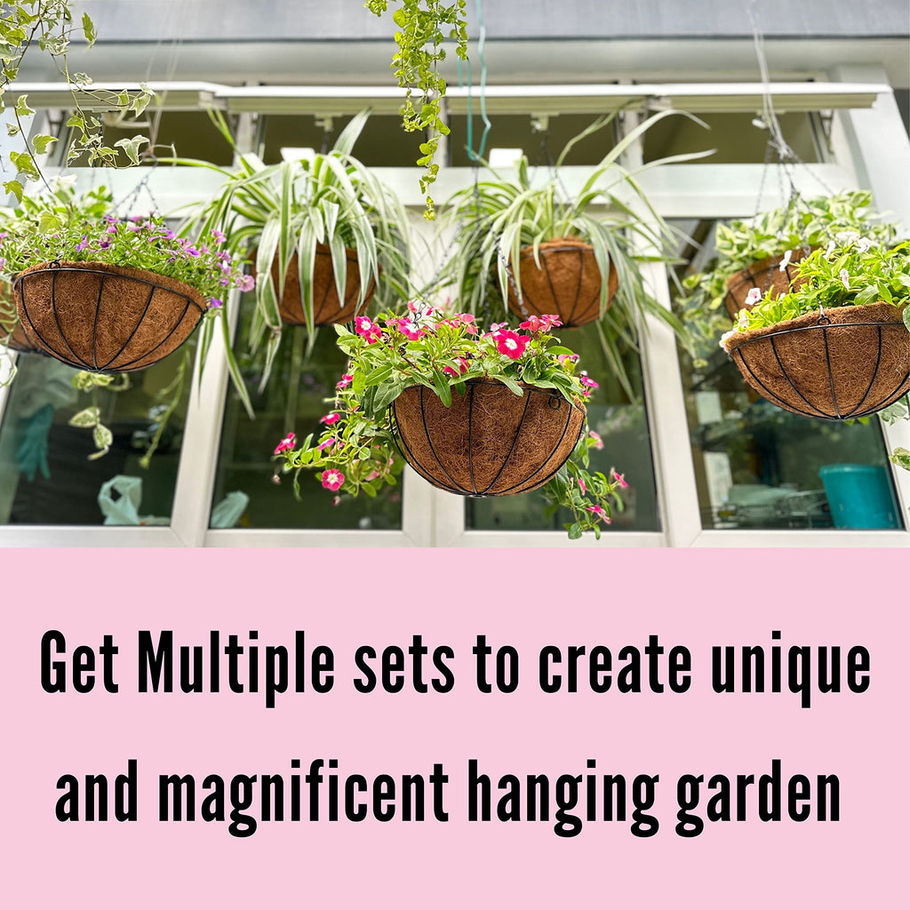LaLaGreen Outdoor Hanging Baskets (10 in, 10 Pack) Coco Liner Flower Pots