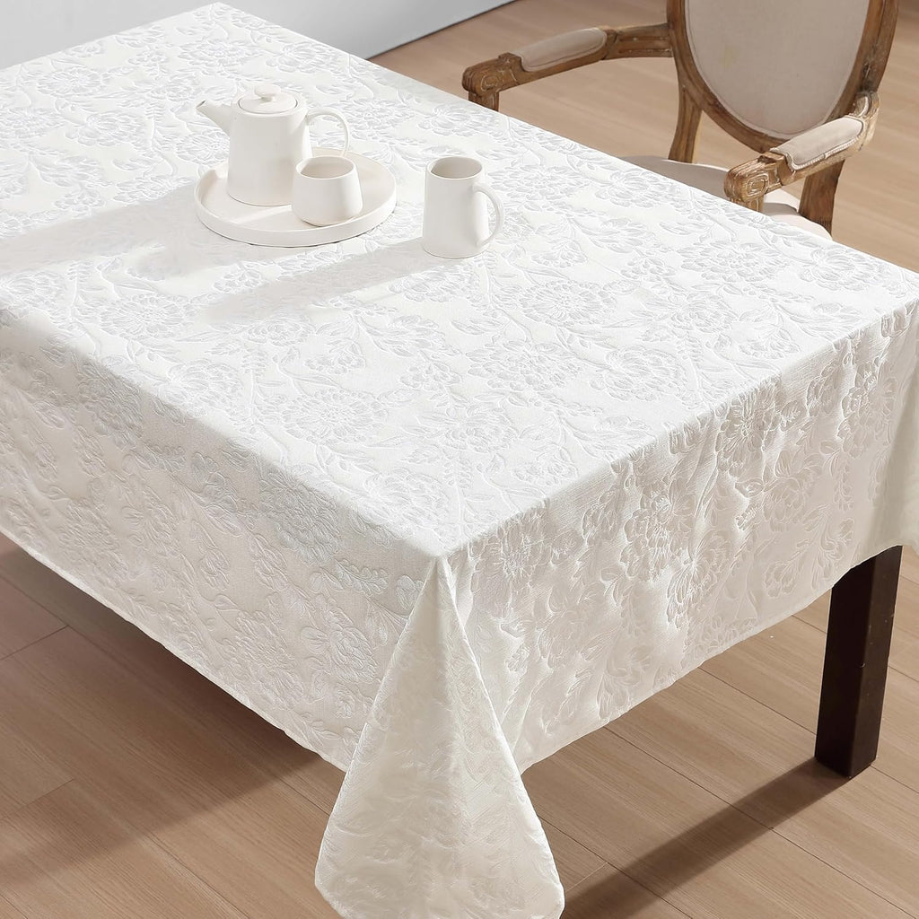 Annaleigh Tablecloth Jacquard Fabric, Wrinkle Resistant for Dining, Holiday, Party, Wedding or Banqu