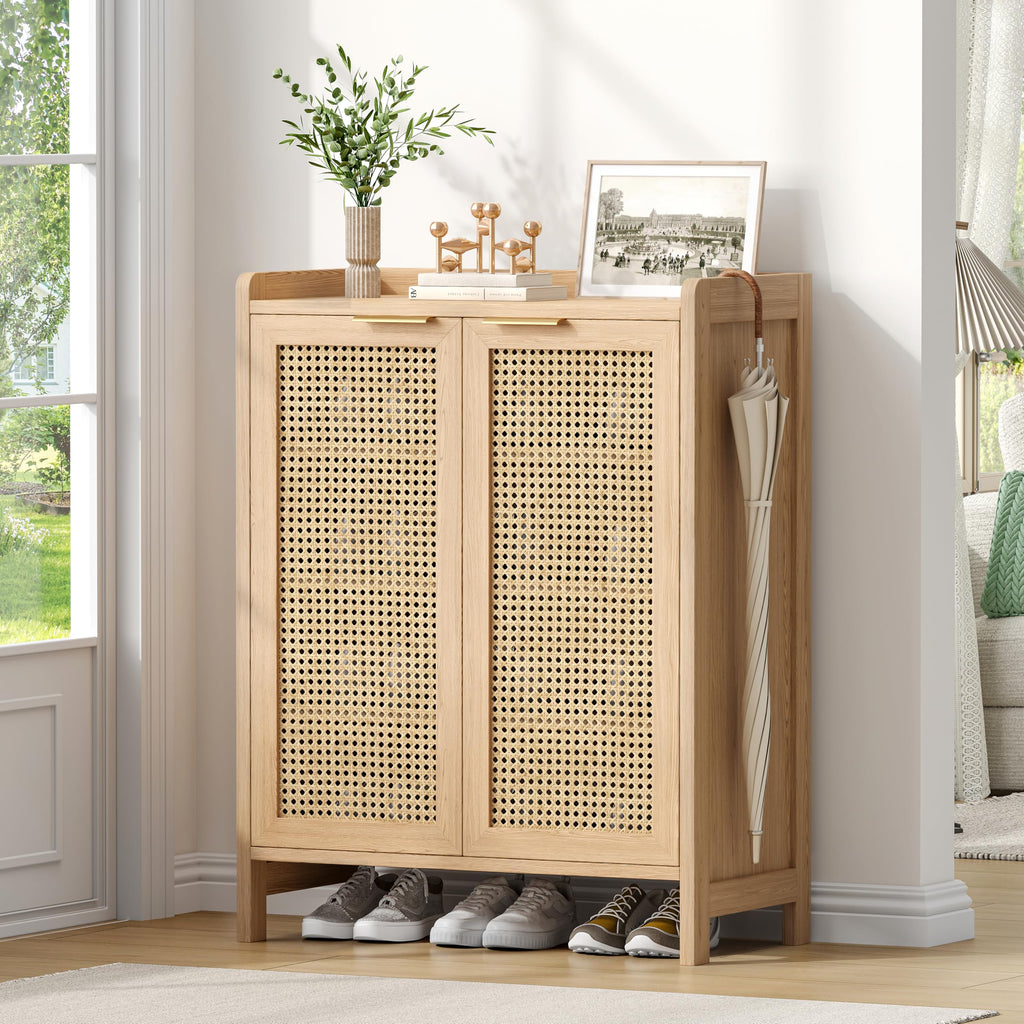 Rattan Shoe Storage Cabinet, 5-Tier Shoe Cabinet
