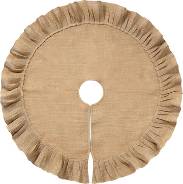 47 Inch Christmas Tree Skirt Decor, Ruffled Burlap Tree Skirt, Linen