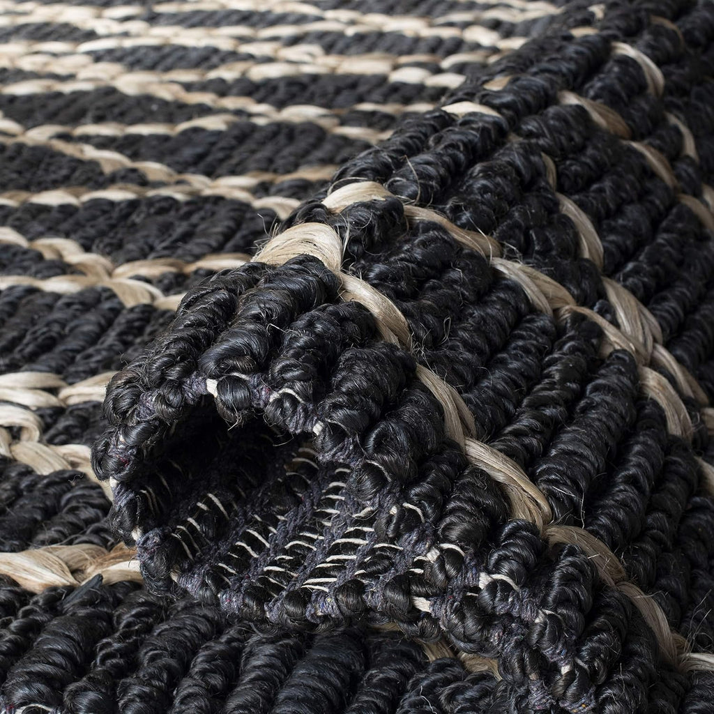 Natural Fiber Collection Runner Rug - 2'6" x 8', Charcoal, Handmade Boho Moroccan Trellis Jute, Ideal for High