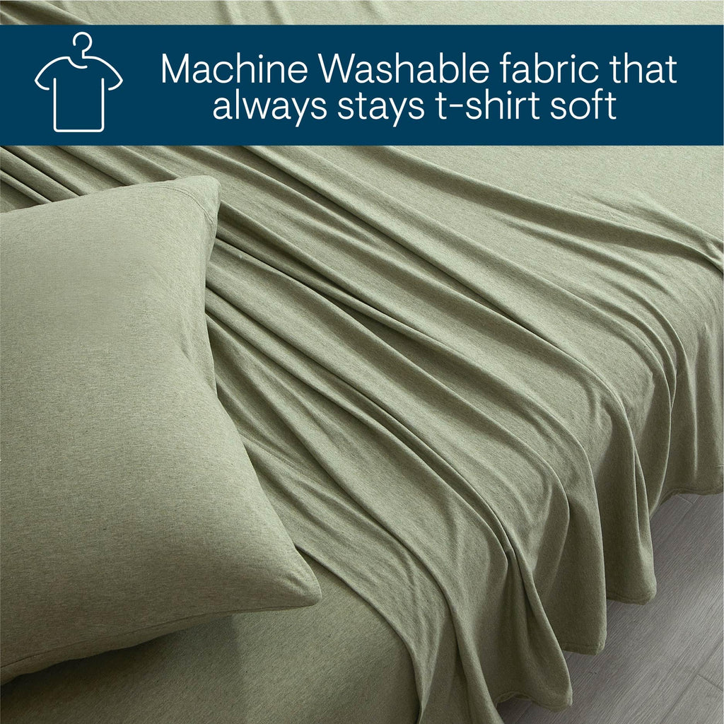 Super Soft Jersey Knit Sheet Set, 3 Piece Bed Sheets, Cotton Rich Jersey Sheets, Fits Mattresses up to 17" Deep, Twin