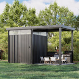 2-in-1 Outdoor Storage Shed, 7' x7' Galvanized Steel Metal S - Image 2