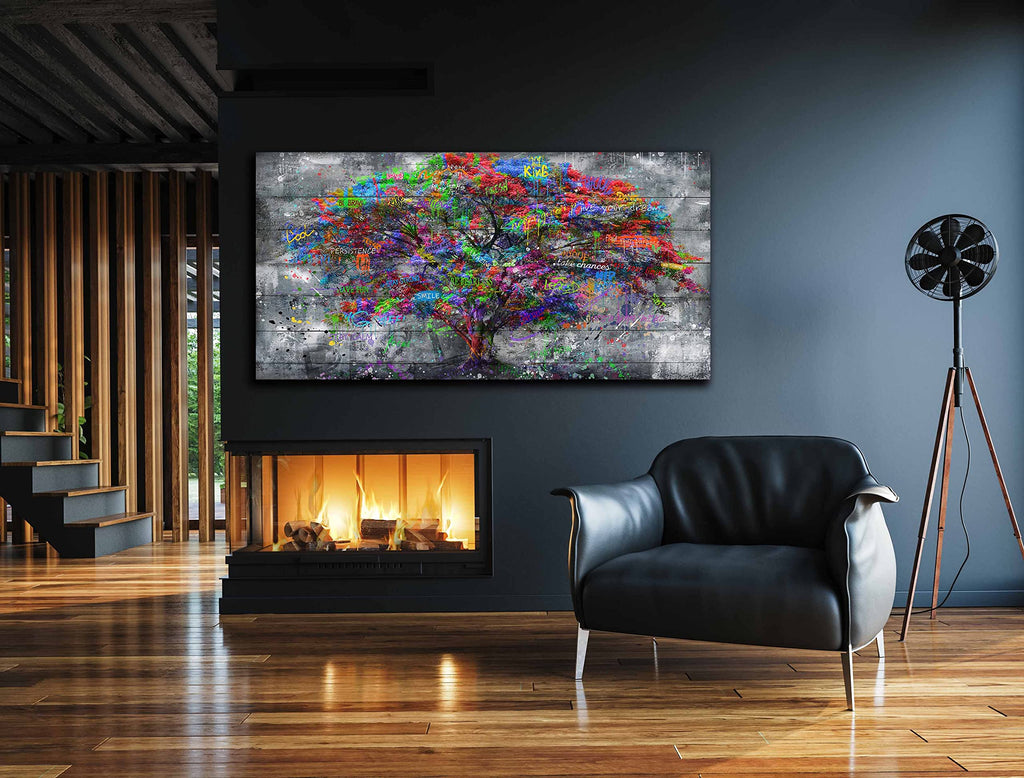 Tree Large Canvas Wall-Art - Graffiti Forest Wall Art - Abstract Modern Home Office Wall Decor Ready to Hang Size 59"