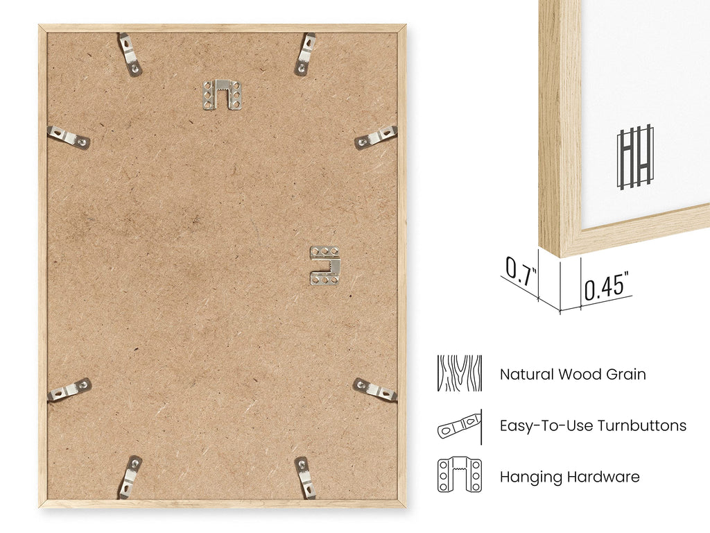 Beige Oak Wood 9x12 Picture Frame - Modern Wood Wall Art Display - Lightweight 9x12 Frame for Art Prints, Photos