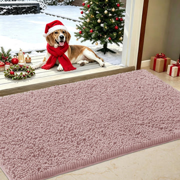 Chenille Absorbent Indoor Door Mat for Rainy Days 48" x 30", Keep Rain Outside, Washable Entry Rug for Wet Shoes