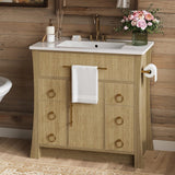36" Freestanding Bathroom Vanity with Sink - Vanity Cabinet with 4 Drawers & Flip-Down Storage