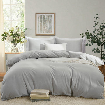 Duvet Cover, Cotton Linen Blend, 2 Pieces, Linen Grey