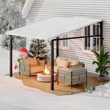 10' x 10' Lean to Gazebo, Hard Top Outdoor Pergola with Roof, Gazebos Pergola on Clearance, Large Wall Mounted Heavy Duty Awnings for Patio, Backyard, Deck, Porch