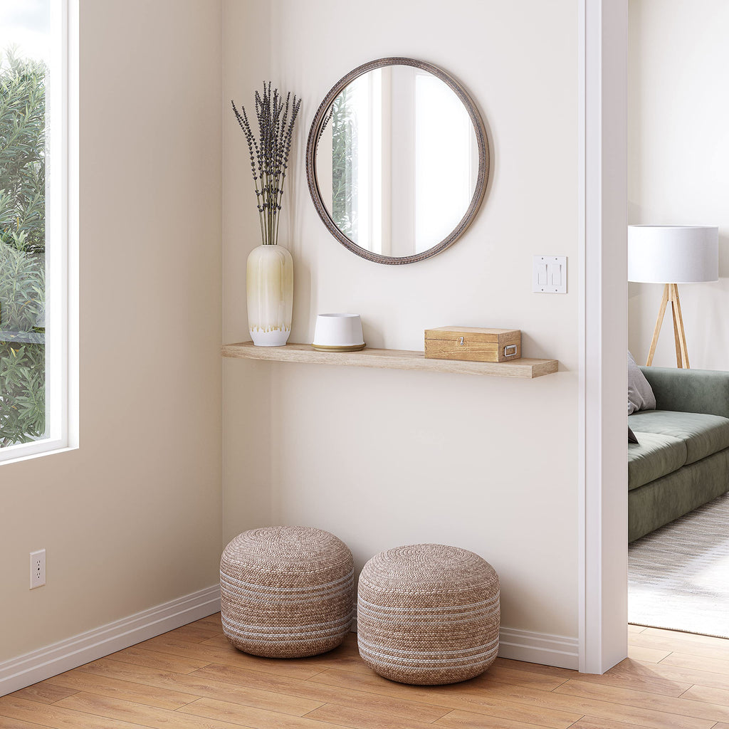 Floating Shelves for Wall, 48" Wood Wall Shelf Set of 2, with Invisible Brackets, 8" Deep, Oak Finish