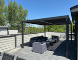 Louvered Pergola 94AS 11' x 15' Aluminum Metal Outdoor Pergola wtih Adjustable Louvered Roof and Integrated Drainage