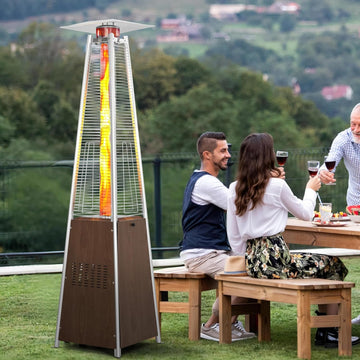 48,000 BTU Pyramid Propane Heater Outdoor Patio Heaters with Wheels, Patio Heater with Glass Tube Deck Porch for