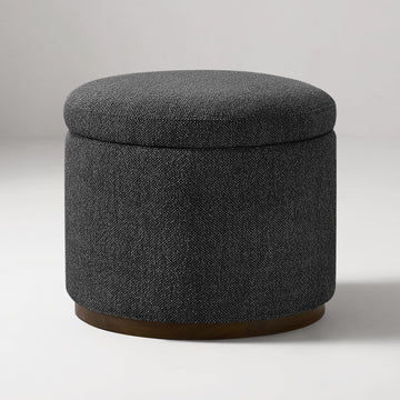 Round Storage Ottoman, 20" Boucle Ottoman Foot Rest Stool(Dark Grey)