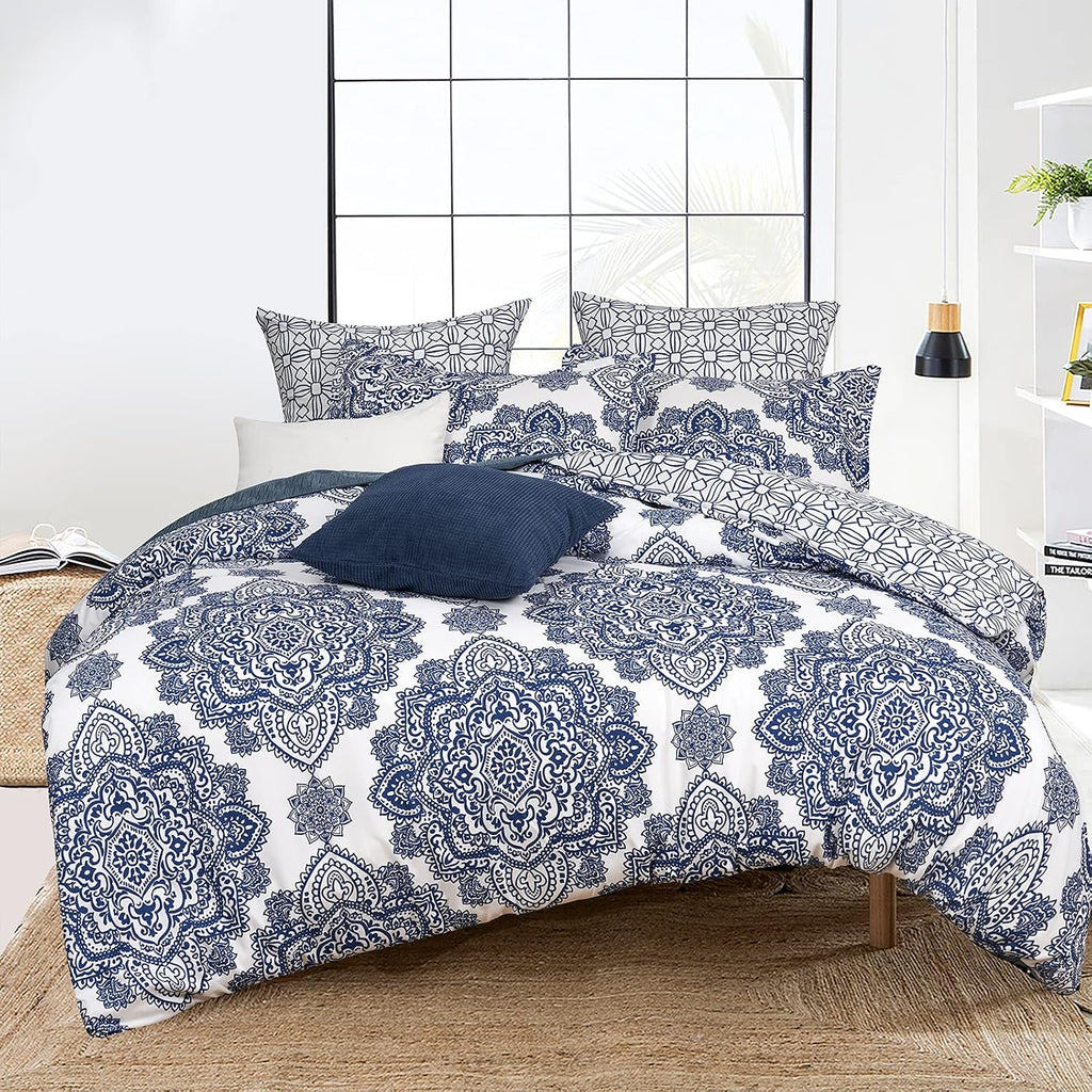 Ultra Soft Paisley Duvet Cover King, Printed Bedding Set 3 Pieces, Comfy Farmhouse Pattern Duvet Cover Set with 2