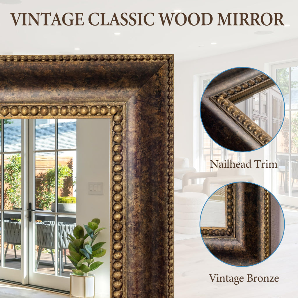 34.2 x 50 Inch Extra Large Statement Bedroom Wall Mirror, Traditional Decorative Mirror Sofa & Dining Room, Grand