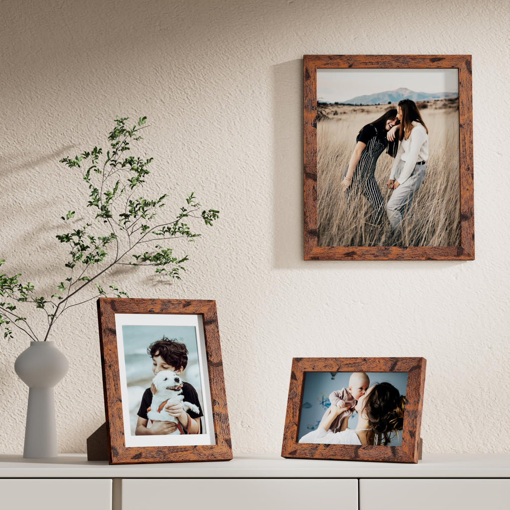 10 Pack Picture Frames Collage Wall Decor, Rustic Brown
