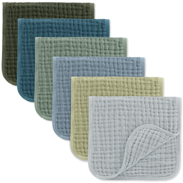 Muslin Burp Cloths 20x10" 6 Pack, Baby Burp Cloths - Multi Boy