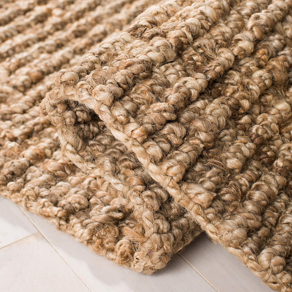 Natural Fiber Collection Runner Rug - 2' x 6', Natural Brown, Handmade Jute, Farmhouse Style, Chunky Textured Thick