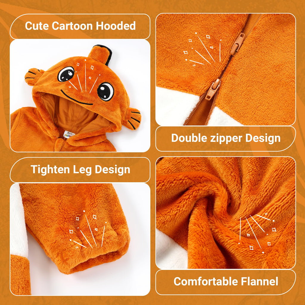 Unisex Baby Romper Winter Jumpsuit and Autumn Flannel Jumpsuit Fish