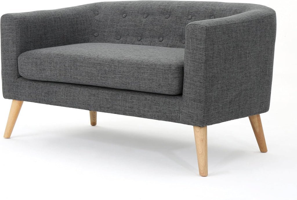 Bridie Mid-Century Modern Loveseat, Grey Fabric
