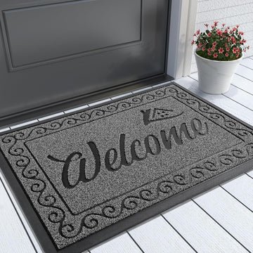 Welcome Mat Outdoor Indoor, Waterproof Heavy Duty Front Door Mat Outside Entrance, Extra Sturdy Non-Slip Doormat, Low