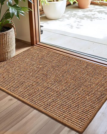 Jute Indoor Door Mat, Handwoven Natural Entry Rug 24"x36", Non-Slip Front Door Mat for High-Traffic Entrance, Durable
