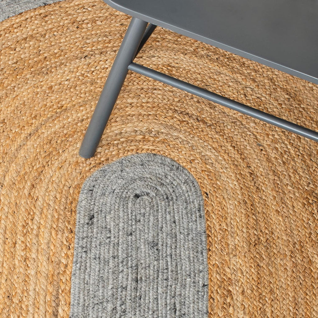 Braided Oval Rug, Wool Grey & Brown BRD910C