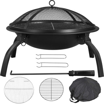 21inch Fire Pit Portable Folding Steel Fire Bowl Garden Treasures Fire Pit for Outside Fireplace with Carrying Bag