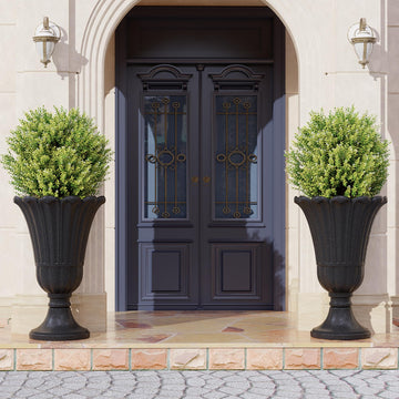 24" Tall Urn Planters Set of 2, Black Outdoor Planter for Porch